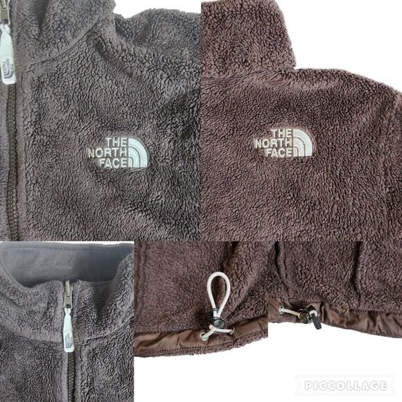 The North Face brown zip front fuzzy jacket sz S - Picture 4 of 9
